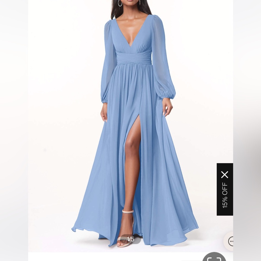 NWOT VNAIX light blue maxi details, long sleeve special occasion dress size 2